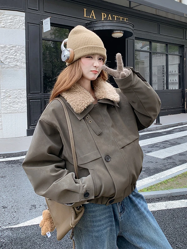 Lamb Fur Collar Casual Workwear Jaet Women ort Thi Warm Outerwear Faionable Versatile Winter 2025 New Arrival
Lamb Fur Collar Casual Workwear Jaet Women ort Thi Warm Outerwear Faionable Versatile Winter 2025 New Arrival