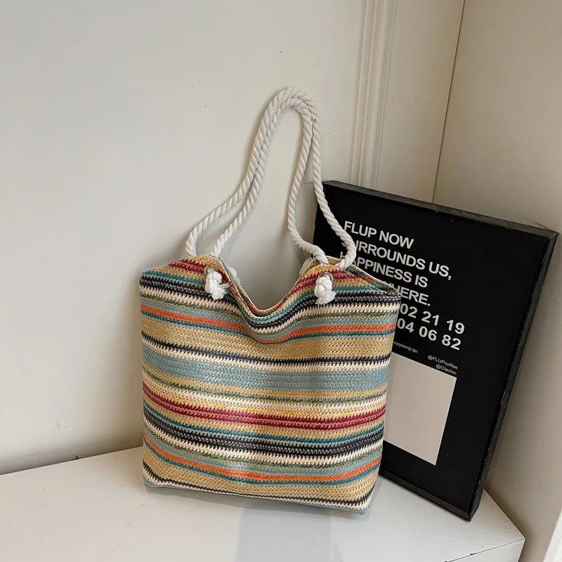 Large Striped Straw Women's Bag Colourful Striped Casual Niche Shoulder Bag Leisure Fashion Ladies Handbag
Large Striped Straw Women's Bag Colourful Striped Casual Niche Shoulder Bag Leisure Fashion Ladies Handbag