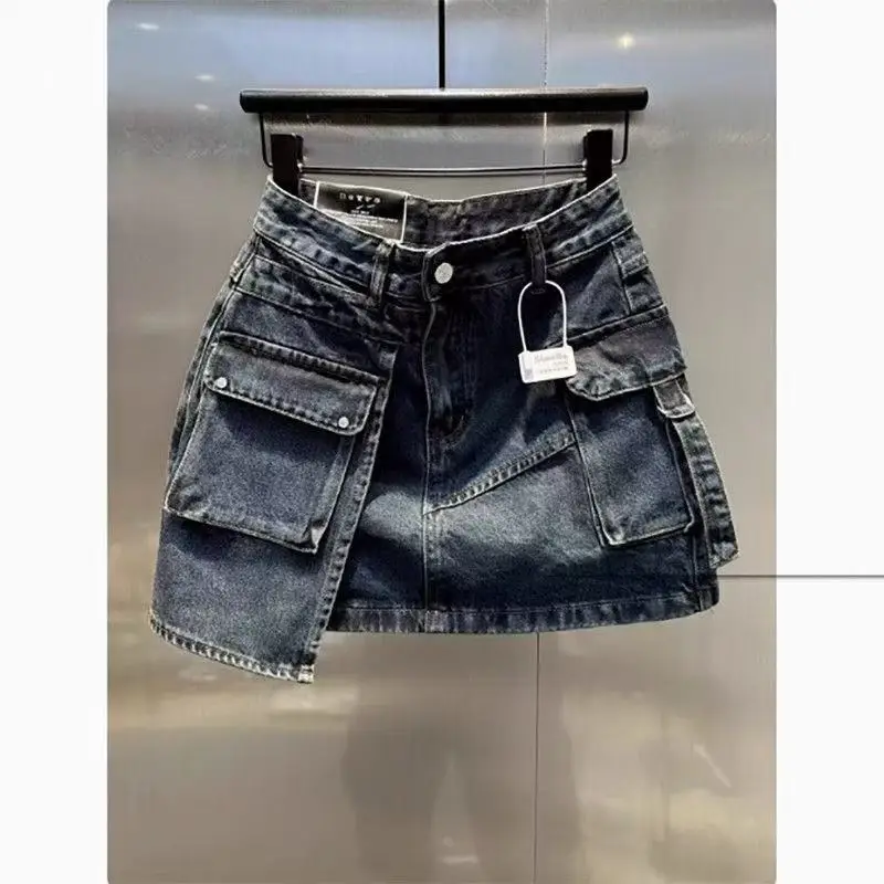 Youthful Girl Personality Pocket Deep Blue Letter Skirt Denim Short Skirt Summer New Style Spicy Girl anti Slip Half Skirt
Youthful Girl Personality Pocket Deep Blue Letter Skirt Denim Short Skirt Summer New Style Spicy Girl anti Slip Half Skirt