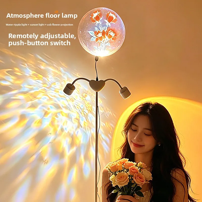 2-Head Water Ripple Floor Lamp, Sunset Projection Light, 16-Color RGB Remote Standing Lamp for Live Streaming Background Bedroom
2-Head Water Ripple Floor Lamp, Sunset Projection Light, 16-Color RGB Remote Standing Lamp for Live Streaming Background Bedroom