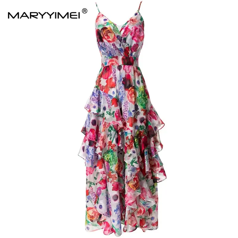 MARYYIMEI Fashion Designer dress Summer Women Dress Vintage Spaghetti Strap High Waist Cascading Flounces Print Dress
MARYYIMEI Fashion Designer dress Summer Women Dress Vintage Spaghetti Strap High Waist Cascading Flounces Print Dress