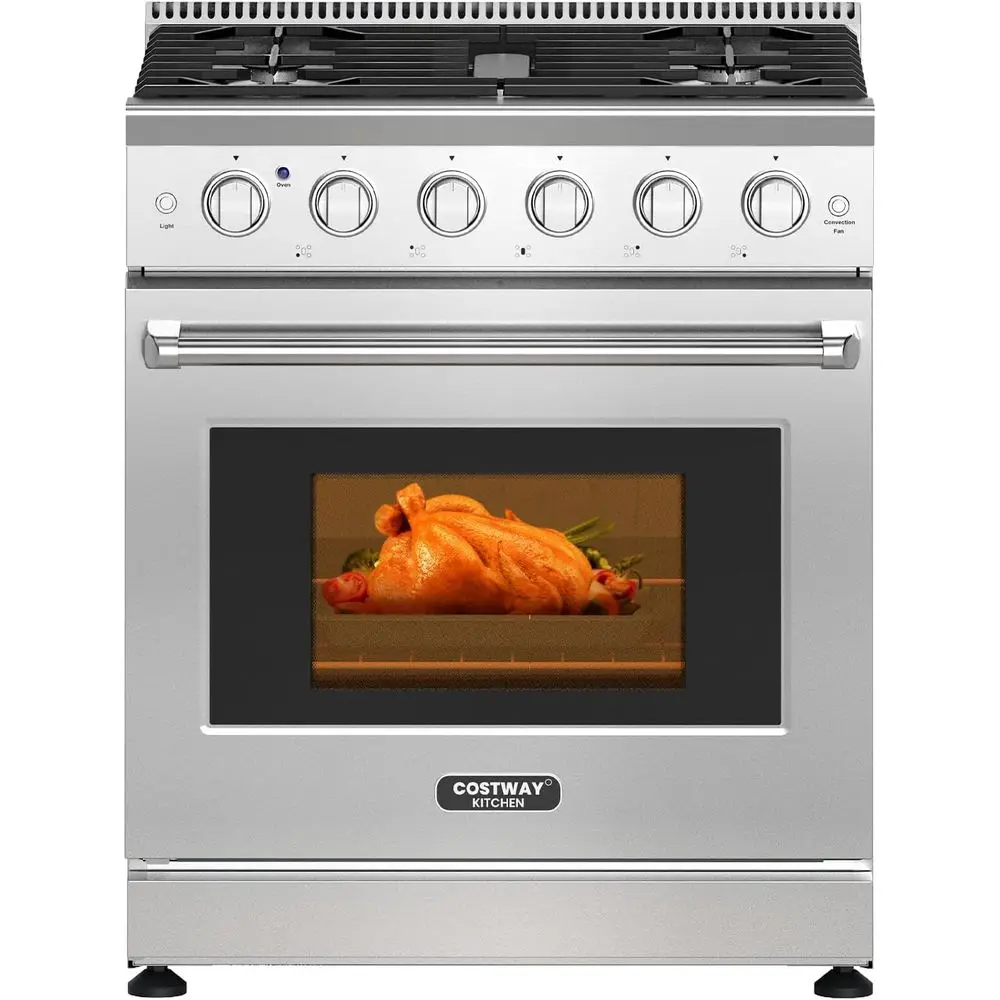 30 Dual-Fuel Gas Range: 5 Burners, 4.55 Cu. Ft. Convection Oven, Cast Iron Grates, Enamel Interior
30 Dual-Fuel Gas Range: 5 Burners, 4.55 Cu. Ft. Convection Oven, Cast Iron Grates, Enamel Interior