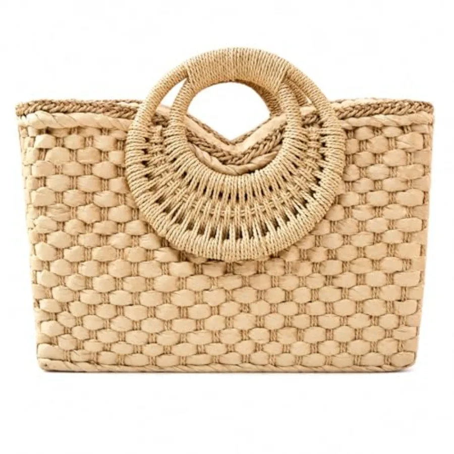 Hand-woven Straw Bag Women Summer Beach Handbag Purse Retro Rattan Tote Clutch Travel Bag with Wood Round Top Handle
Hand-woven Straw Bag Women Summer Beach Handbag Purse Retro Rattan Tote Clutch Travel Bag with Wood Round Top Handle