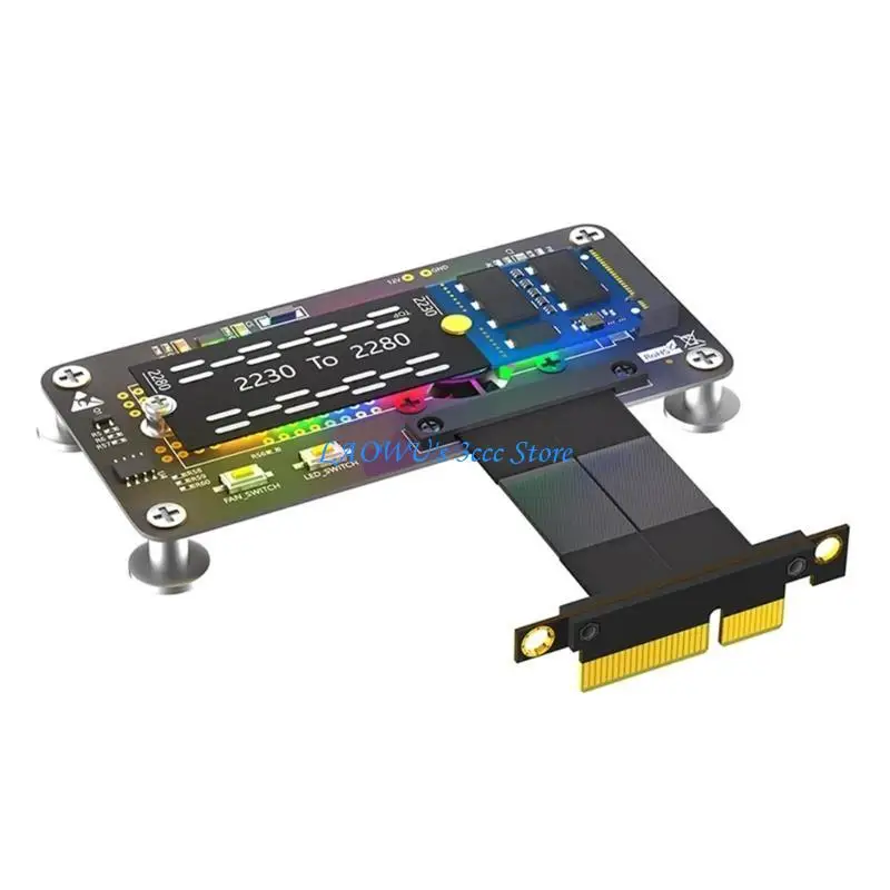 Y8AD PCIExpress to NVME mKey Expansion Card Extension Cable with Cooling Fan LED for 2230-2280 SSD 5CM 10CM
Y8AD PCIExpress to NVME mKey Expansion Card Extension Cable with Cooling Fan LED for 2230-2280 SSD 5CM 10CM