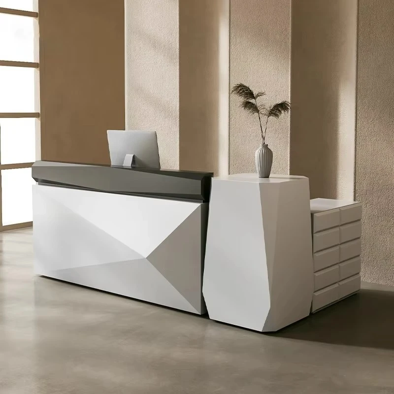 &c L-shaped Cashier Counter White Lacquered Modern Front Desk Company Reception Desk with Decorative Cabinet Packing Cabinet
&c L-shaped Cashier Counter White Lacquered Modern Front Desk Company Reception Desk with Decorative Cabinet Packing Cabinet
