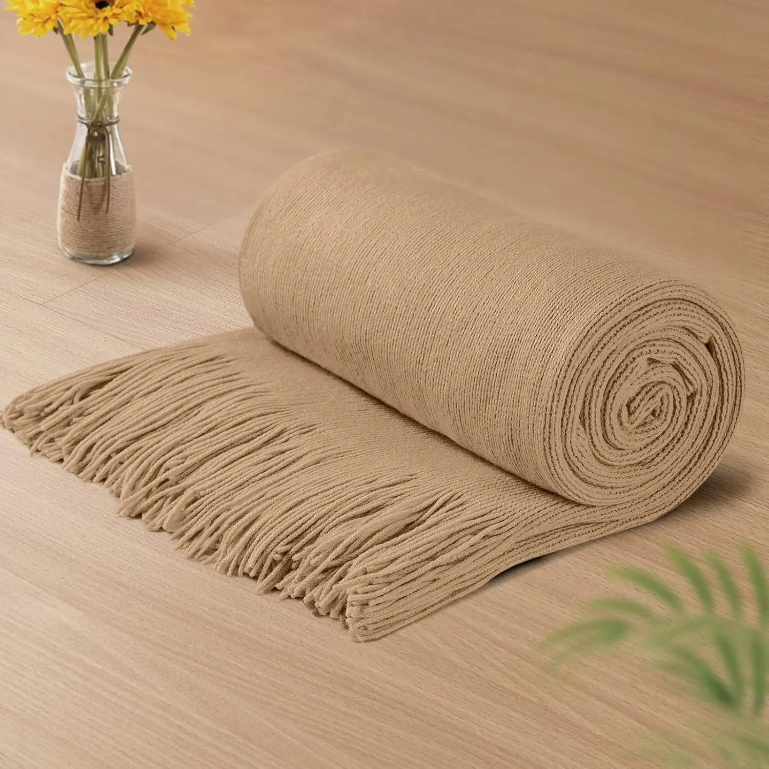 Camel Brown Knitted Blanket With Tassels Fringe 50"" X 60"", Super Soft Knit Throw Blanket, Farmhouse Decorative Lightweight
Camel Brown Knitted Blanket With Tassels Fringe 50"" X 60"", Super Soft Knit Throw Blanket, Farmhouse Decorative Lightweight