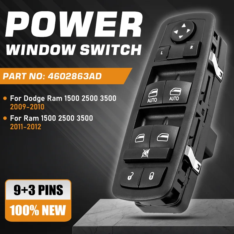 9+3 Pins For Dodge Ram 1500 2500 3500 2009-2010 Ram 1500 2500 3500 2011-2012 Master Power Window Switch Control Button 4602863AD
9+3 Pins For Dodge Ram 1500 2500 3500 2009-2010 Ram 1500 2500 3500 2011-2012 Master Power Window Switch Control Button 4602863AD