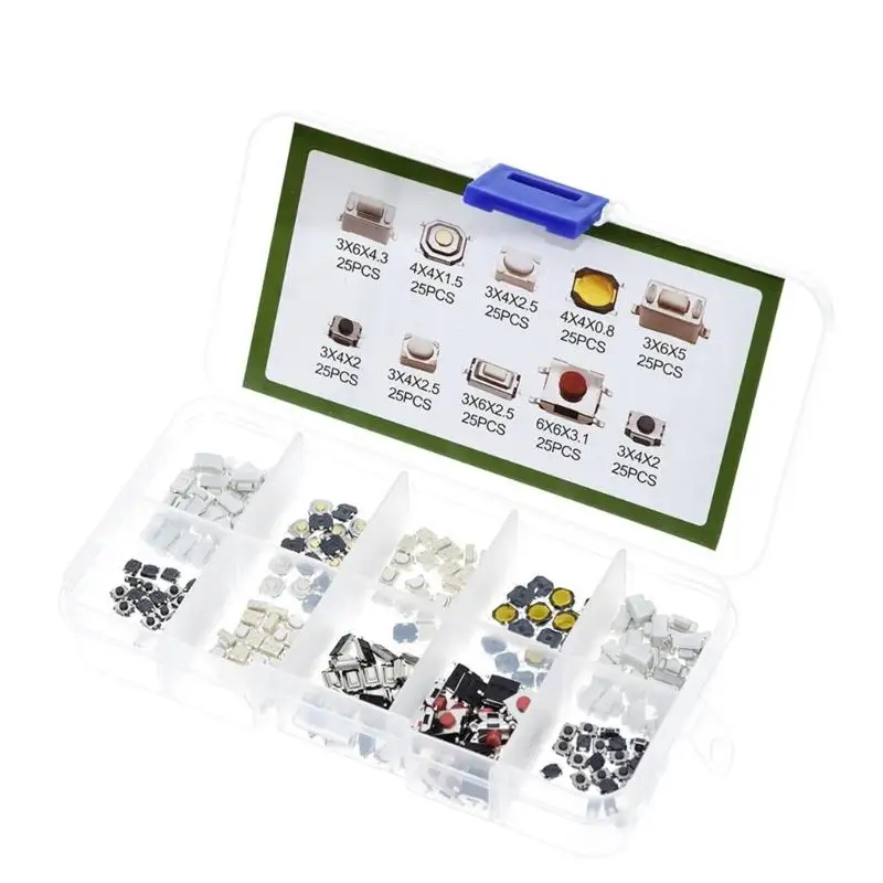 R53C 250Pcs Push Button Switches Assortment 10 Types Plastic Case For Car Remote Repair Microswitches
R53C 250Pcs Push Button Switches Assortment 10 Types Plastic Case For Car Remote Repair Microswitches