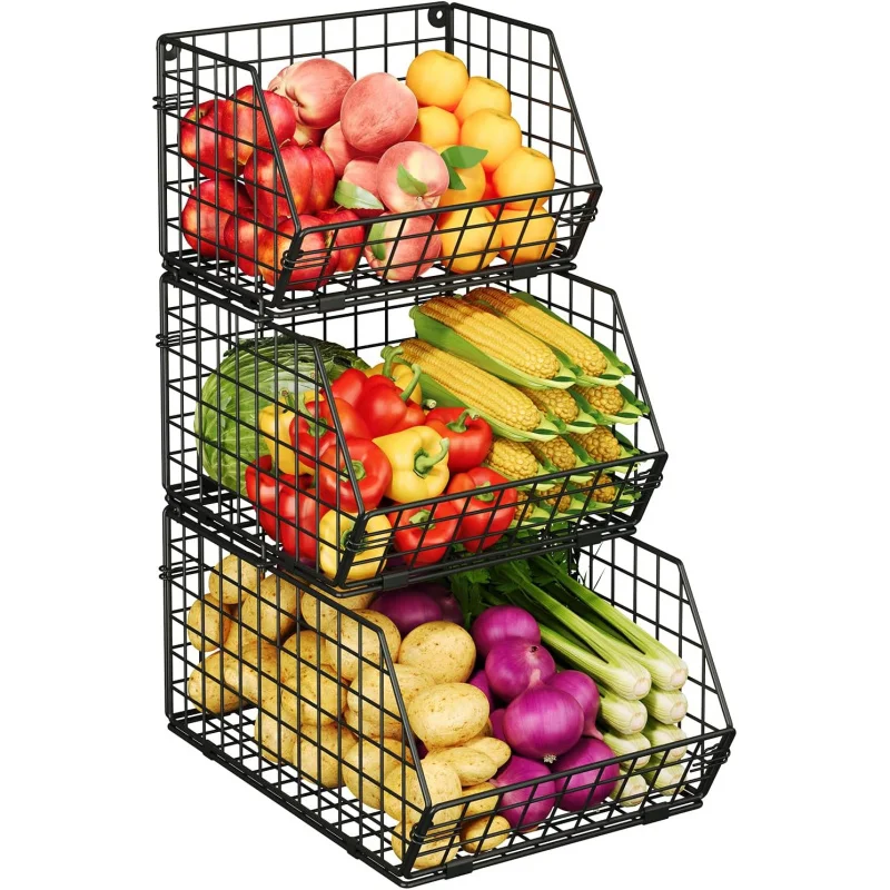 3-Tier Stackable Metal Wire Pantry Baskets - Ideal for Potato, Onion, Fruit, Vegetable, Snack & Cans Storage
3-Tier Stackable Metal Wire Pantry Baskets - Ideal for Potato, Onion, Fruit, Vegetable, Snack & Cans Storage