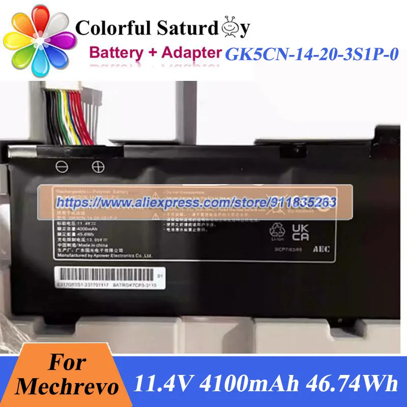 Оригинальный аккумулятор GK5CN-14-20-3S1P-0 GK5CN14203S1P0 BATRGK7CP3 для аккумулятора ноутбука Mechrevo 11,4 В 4100 мАч 46,74 Втч
Оригинальный аккумулятор GK5CN-14-20-3S1P-0 GK5CN14203S1P0 BATRGK7CP3 для аккумулятора ноутбука Mechrevo 11,4 В 4100 мАч 46,74 Втч