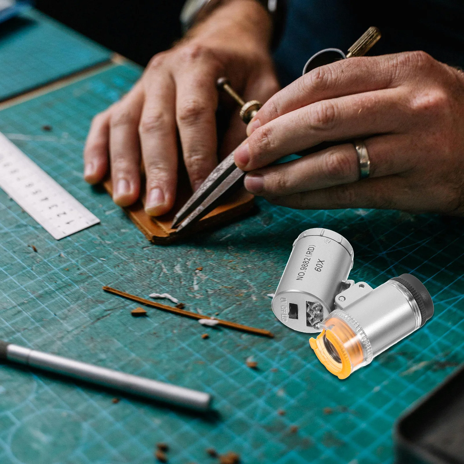 60X Magnifier Microscope with Triple LED Lights for Textile Printed Material Analysis Portable Lens for Hobbyists and Experts