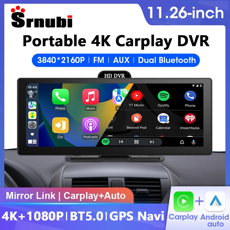 Srnubi 11.26" 4K Car DVR Rearview Mirror Camera Wireless Carplay & Android Auto Bluetooth GPS Navigation Video Recorder Dash Cam
Srnubi 11.26" 4K Car DVR Rearview Mirror Camera Wireless Carplay & Android Auto Bluetooth GPS Navigation Video Recorder Dash Cam