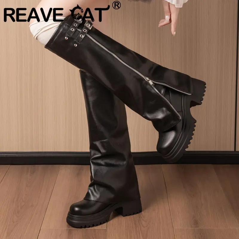 REAVE CAT 2025 Новый дизайн Женские сапоги до колена с круглым носком на массивном каблуке 7,5 см Платформа на молнии с металлическим украшением Плюс Размер 44 45
REAVE CAT 2025 Новый дизайн Женские сапоги до колена с круглым носком на массивном каблуке 7,5 см Платформа на молнии с металлическим украшением Плюс Размер 44 45