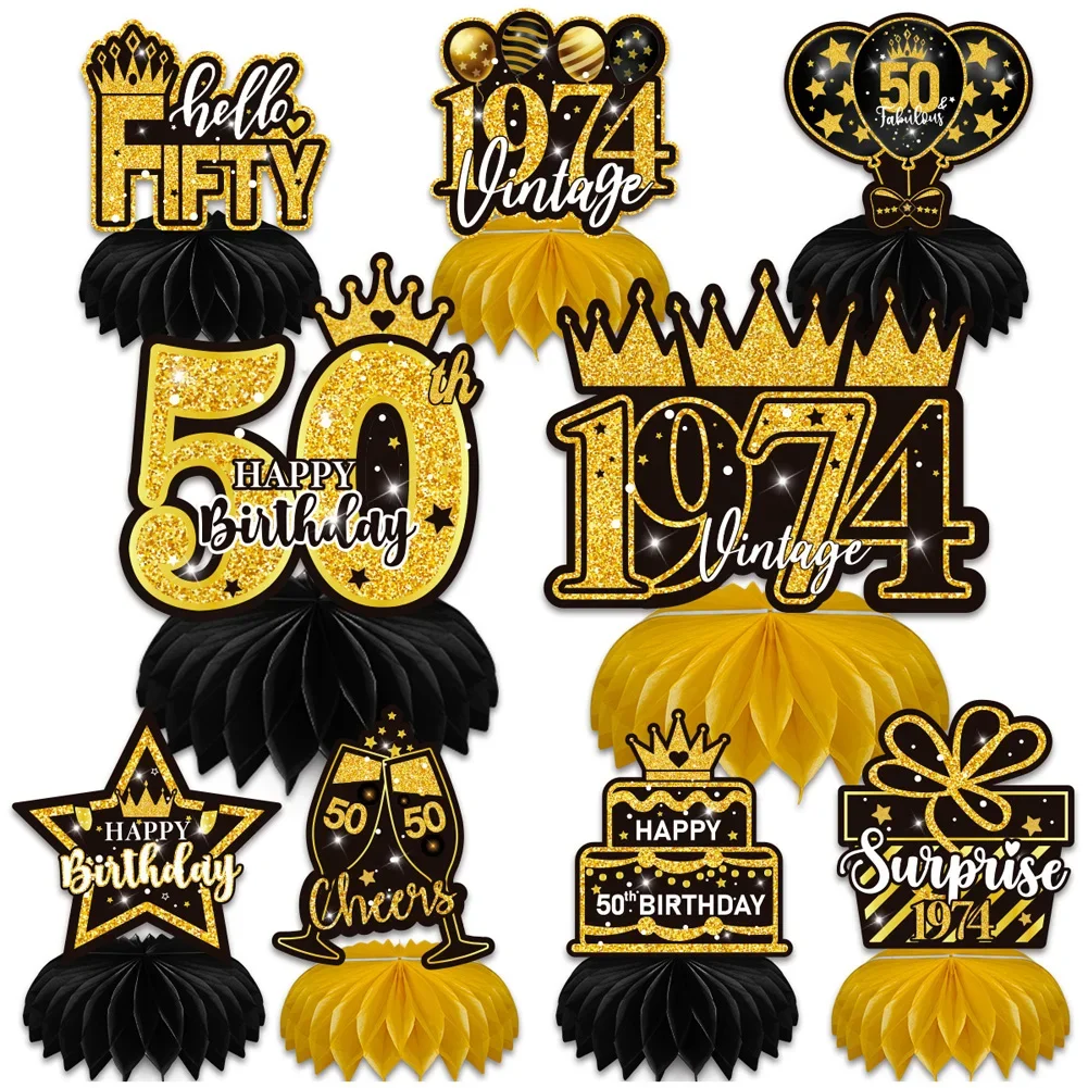 9pcs 50th Happy Birthday Honeycomb Centerpieces Banners Table Supplies 1974 Birthday For Women Men Gift Party DIY Decorations
9pcs 50th Happy Birthday Honeycomb Centerpieces Banners Table Supplies 1974 Birthday For Women Men Gift Party DIY Decorations