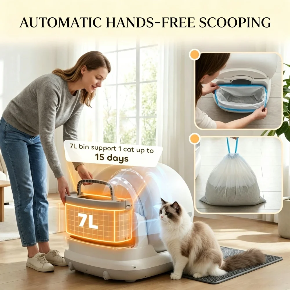 Cat Litter Box White 72L automatic intelligent cat litter box, self-cleaning fully enclosed cat toilet, pet cat litter box
Cat Litter Box White 72L automatic intelligent cat litter box, self-cleaning fully enclosed cat toilet, pet cat litter box