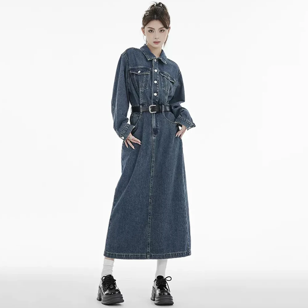 New Women Spring Autumn Long Denim Dress Fashion Vintage Shirt Collar Long Sleeve Loose Dress Casual A-Line Mid-Calf Dress
New Women Spring Autumn Long Denim Dress Fashion Vintage Shirt Collar Long Sleeve Loose Dress Casual A-Line Mid-Calf Dress