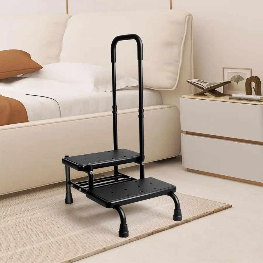 Двухступенчатая подставка-стремянка для пожилых людей с регулируемыми поручнями, усиленная, с ручкой, для пожилых людей и взрослых, нескользящая
Двухступенчатая подставка-стремянка для пожилых людей с регулируемыми поручнями, усиленная, с ручкой, для пожилых людей и взрослых, нескользящая