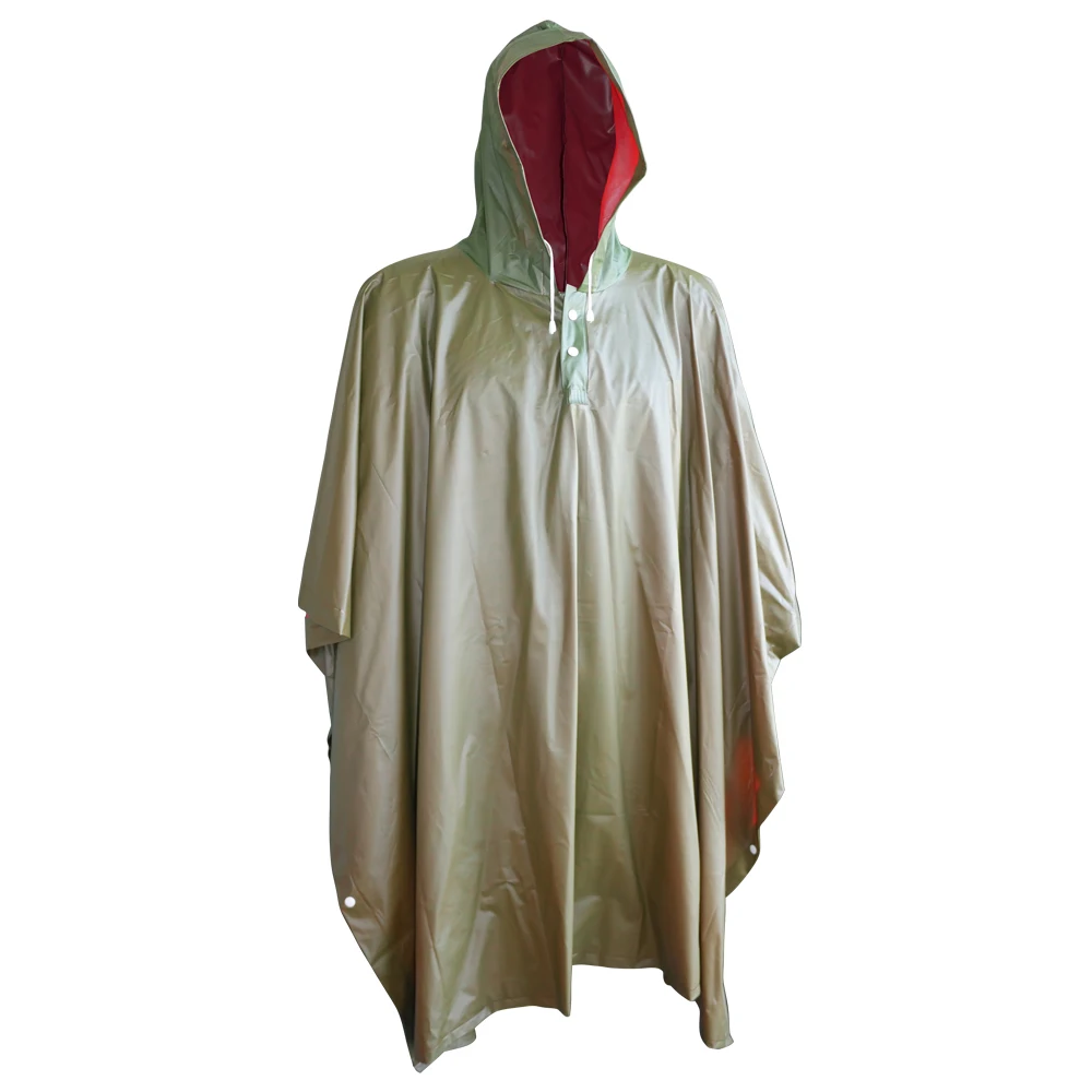 Adult Rainponcho hooded waterproof PVC side snap closure drawstring green
Adult Rainponcho hooded waterproof PVC side snap closure drawstring green