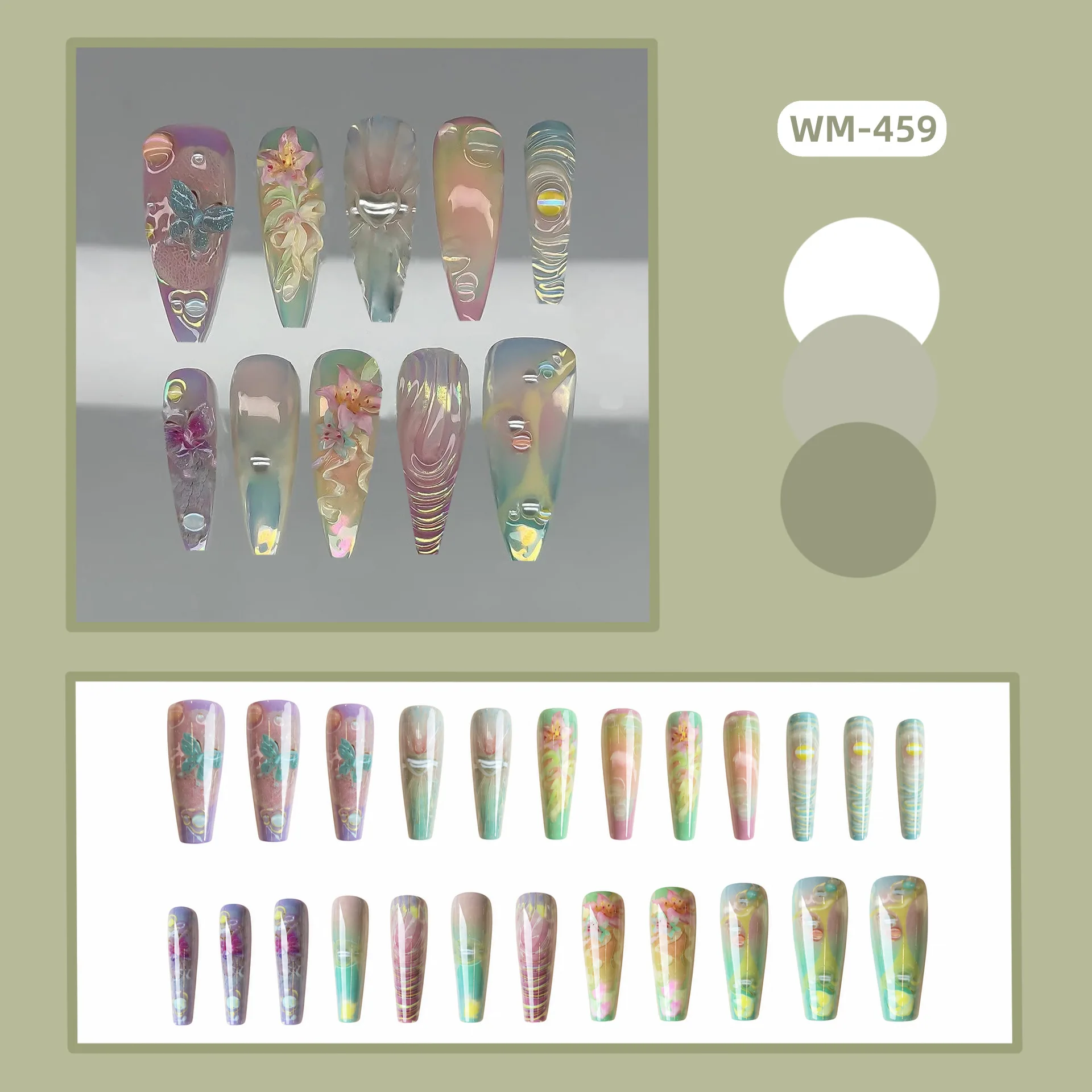 24Pcs Long Ballet Press On Nails Aurora Gradient Lily Butterfly Design False Nail Glossy 3D Charms Reusable Fake Nail For Women
24Pcs Long Ballet Press On Nails Aurora Gradient Lily Butterfly Design False Nail Glossy 3D Charms Reusable Fake Nail For Women