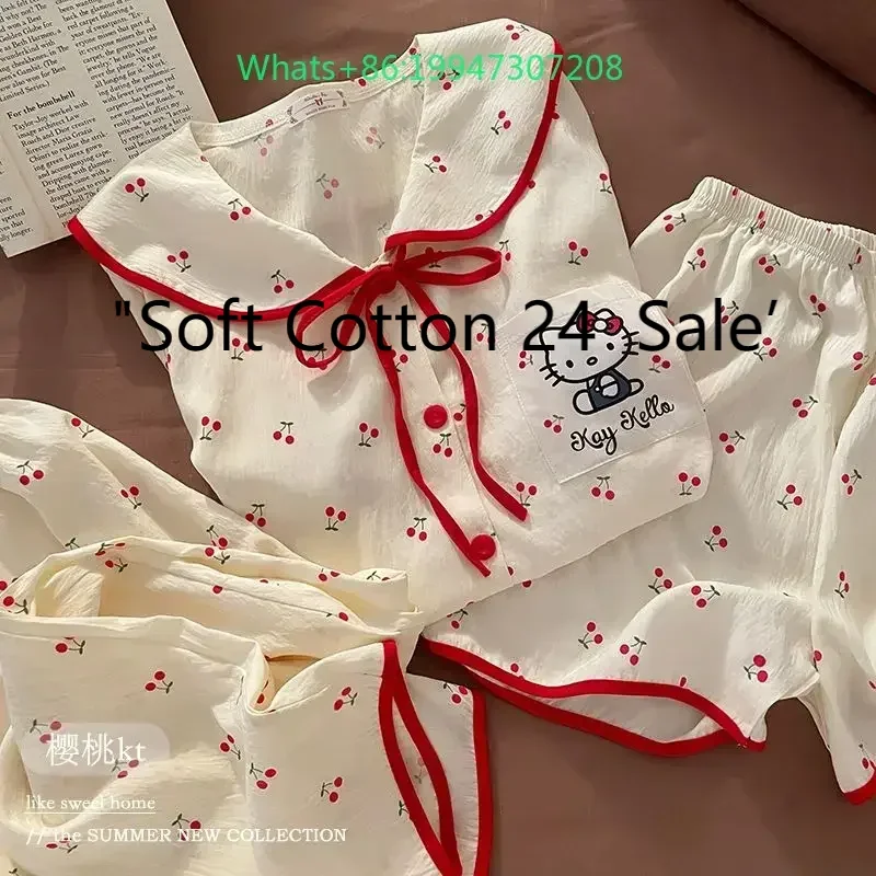 Polka dot Hello Kitty red strap collar two-piece pajamas Hello Kitty loungewear set, sweet wind pure cotton casual pajamas
Polka dot Hello Kitty red strap collar two-piece pajamas Hello Kitty loungewear set, sweet wind pure cotton casual pajamas