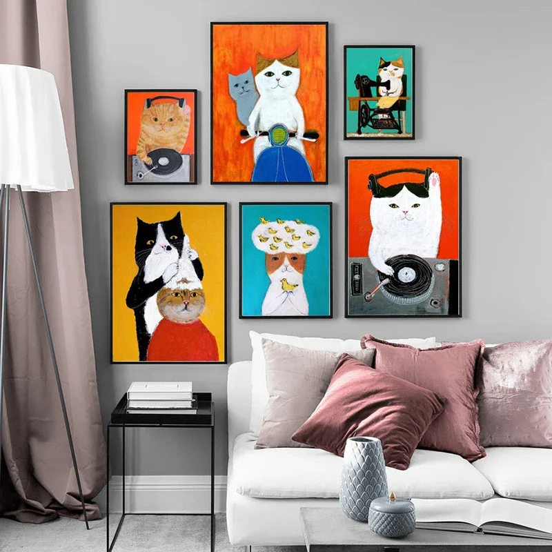 Modern Simple Cute Cartoon Cat Canvas Printed Funny Living Room Background Home Wall Art Corridor Decorative Bedroom Painting
Modern Simple Cute Cartoon Cat Canvas Printed Funny Living Room Background Home Wall Art Corridor Decorative Bedroom Painting