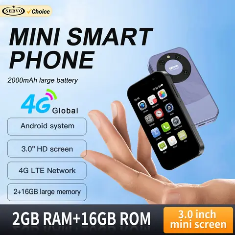SERVO KING9000 4G LTE Mini Smartphone Android System RAM 2GB ROM 16GB Google Play WhatsAPP Hotspot 2 SIM Pocket Small Cellphones