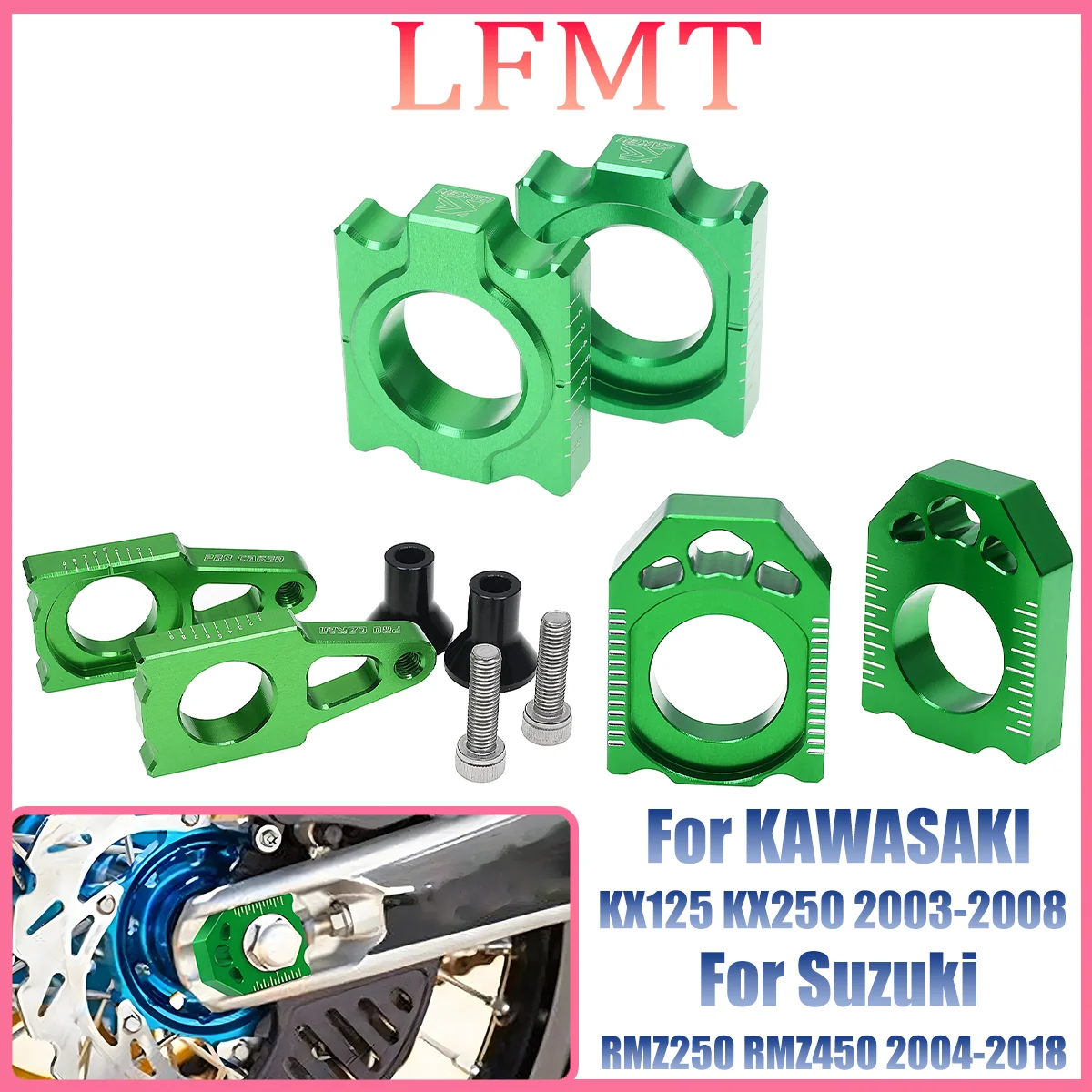 The new endurance off-road motorcycle CNC aluminum alloy modified parts are suitable for KAWASAKI belt after the chain adjuster
The new endurance off-road motorcycle CNC aluminum alloy modified parts are suitable for KAWASAKI belt after the chain adjuster