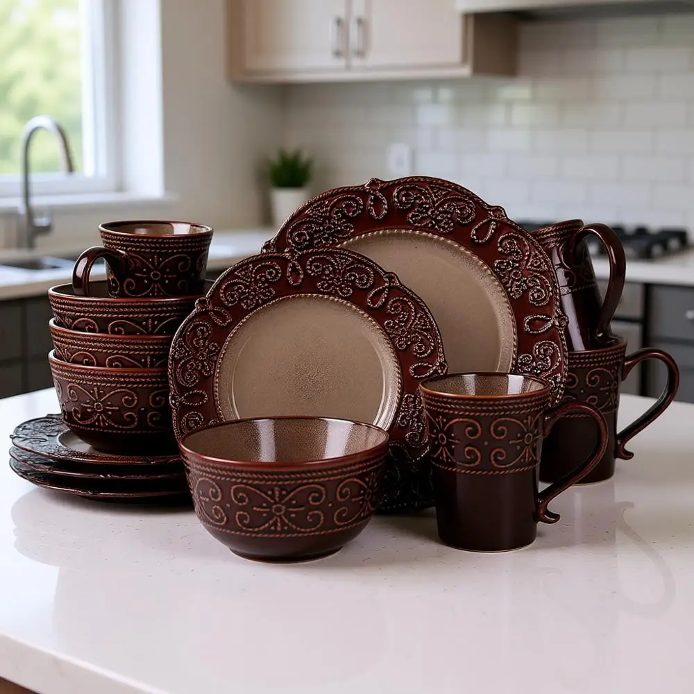 16 Piece Stoneware Dinnerware Set for Elegant Dining
16 Piece Stoneware Dinnerware Set for Elegant Dining