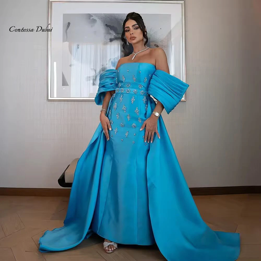 Contessa Custom Formal Gown Elegant Satin Evening Dress Strapless Off Shoulder Pleated Sleeves A Line Floor Length Beaded Prom
Contessa Custom Formal Gown Elegant Satin Evening Dress Strapless Off Shoulder Pleated Sleeves A Line Floor Length Beaded Prom