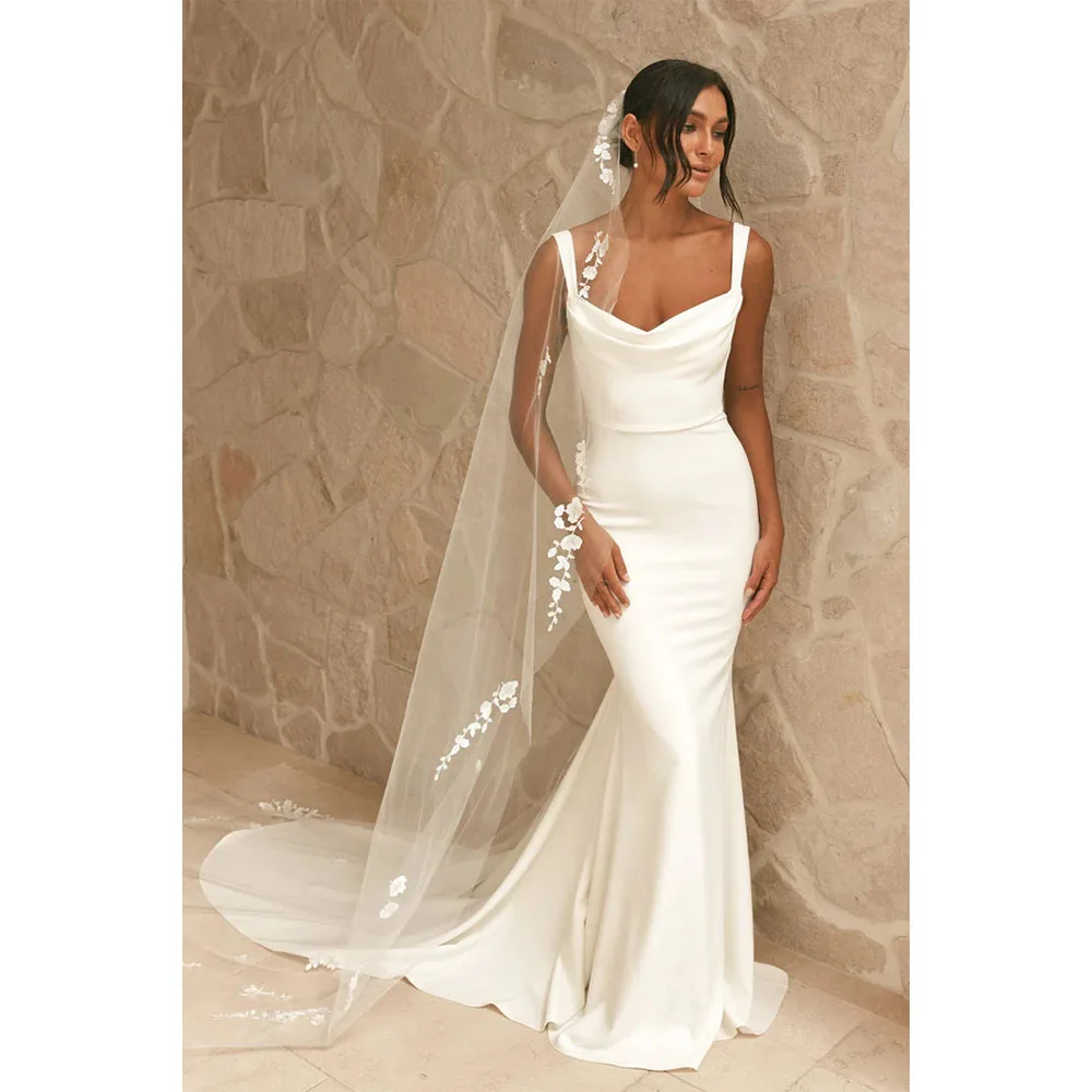 Elegant Mermaid Wedding Dress Women 2025 Square Collar Spaghetti Straps Bridal Gowns Open Back Crepe Bride Dresses Customized
Elegant Mermaid Wedding Dress Women 2025 Square Collar Spaghetti Straps Bridal Gowns Open Back Crepe Bride Dresses Customized