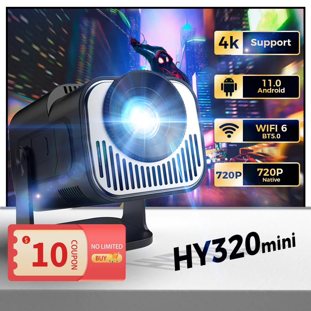HY320 Mini Protable Projector 4K 1080P Android11 1280*720P WIFI6 BT5.0 Auto Keystone Home Cinema Video Beam Projector HDMI
HY320 Mini Protable Projector 4K 1080P Android11 1280*720P WIFI6 BT5.0 Auto Keystone Home Cinema Video Beam Projector HDMI