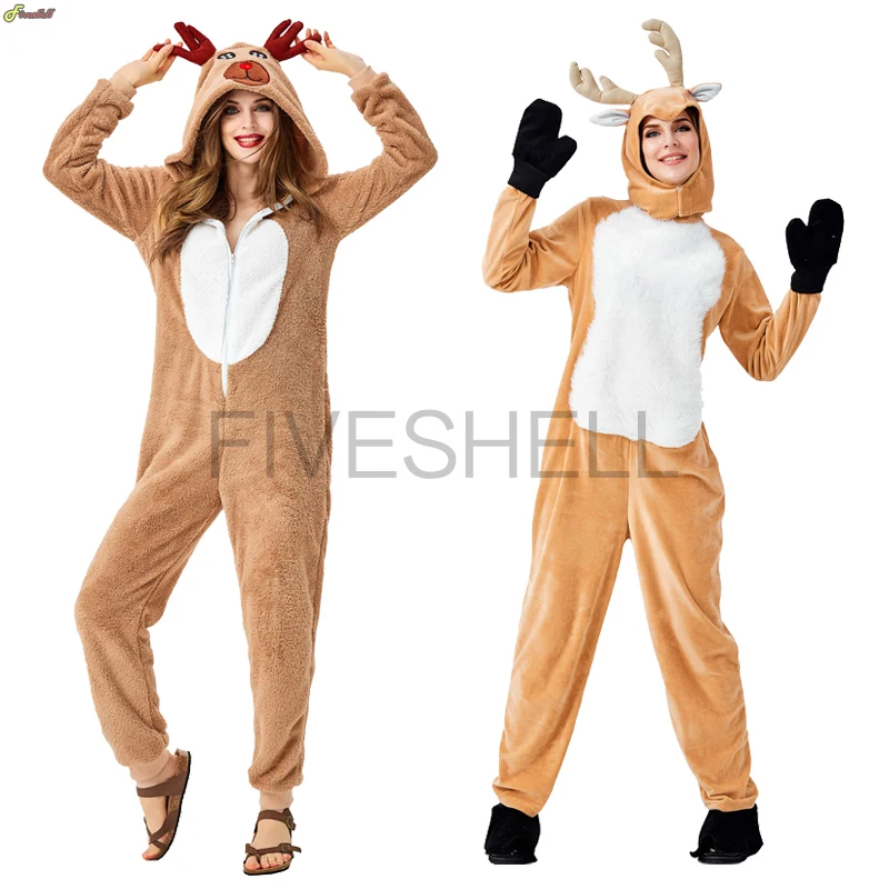 Adult Halloween Christmas Reindeer Cosplay Costume Unisex Plush Animal Pajamas Party Elf Outfits
Adult Halloween Christmas Reindeer Cosplay Costume Unisex Plush Animal Pajamas Party Elf Outfits