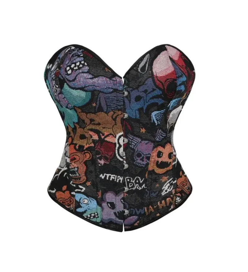 Женский корсет с принтом черного черепа, топы, нижнее белье, сексуальное утягивающее белье без бретелек, бюстье, готические костюмы для Хэллоуина
Женский корсет с принтом черного черепа, топы, нижнее белье, сексуальное утягивающее белье без бретелек, бюстье, готические костюмы для Хэллоуина