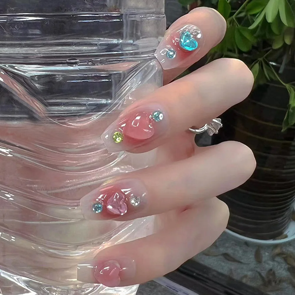 24Pcs Blusher Halo Dyeing Love French Press on Nails Reusable False Nail Removable Fake Nails Short Round Coffin Nail with Glue
24Pcs Blusher Halo Dyeing Love French Press on Nails Reusable False Nail Removable Fake Nails Short Round Coffin Nail with Glue