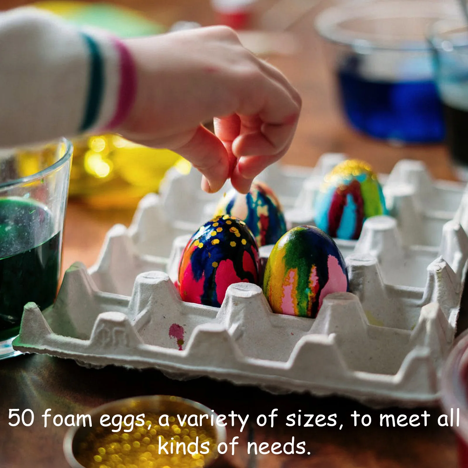 50 Pcs DIY Easter Eggs Foam Craft Simulation Egg Decorating Toy Set H Painted Complete Accessories Variety Sizes Kindergarten
50 Pcs DIY Easter Eggs Foam Craft Simulation Egg Decorating Toy Set H Painted Complete Accessories Variety Sizes Kindergarten