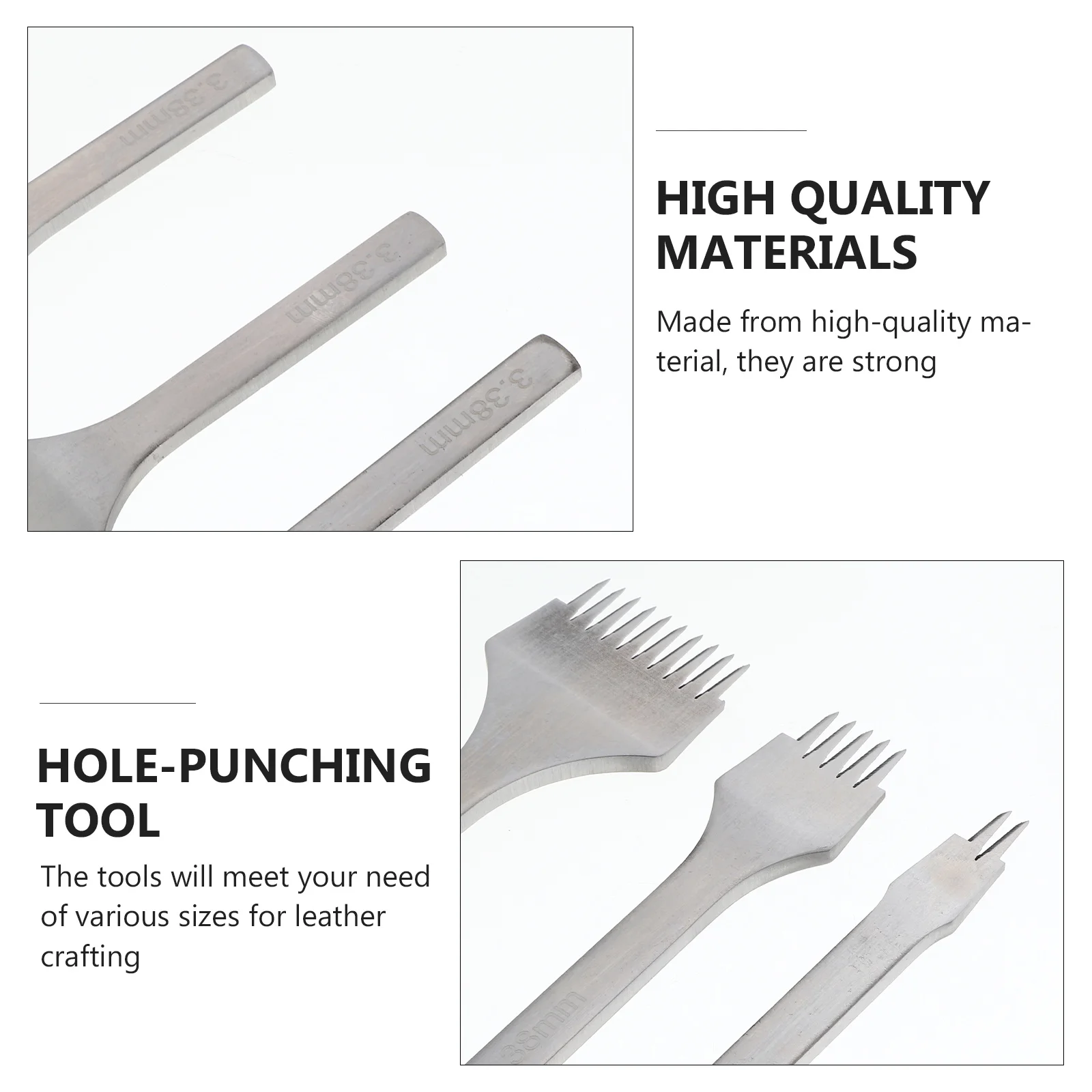 3Pcs Hole Punch Tool Set 2 5 10 Prong Professional DIY Craft Hole Chisel Stitching Tool Durable
3Pcs Hole Punch Tool Set 2 5 10 Prong Professional DIY Craft Hole Chisel Stitching Tool Durable