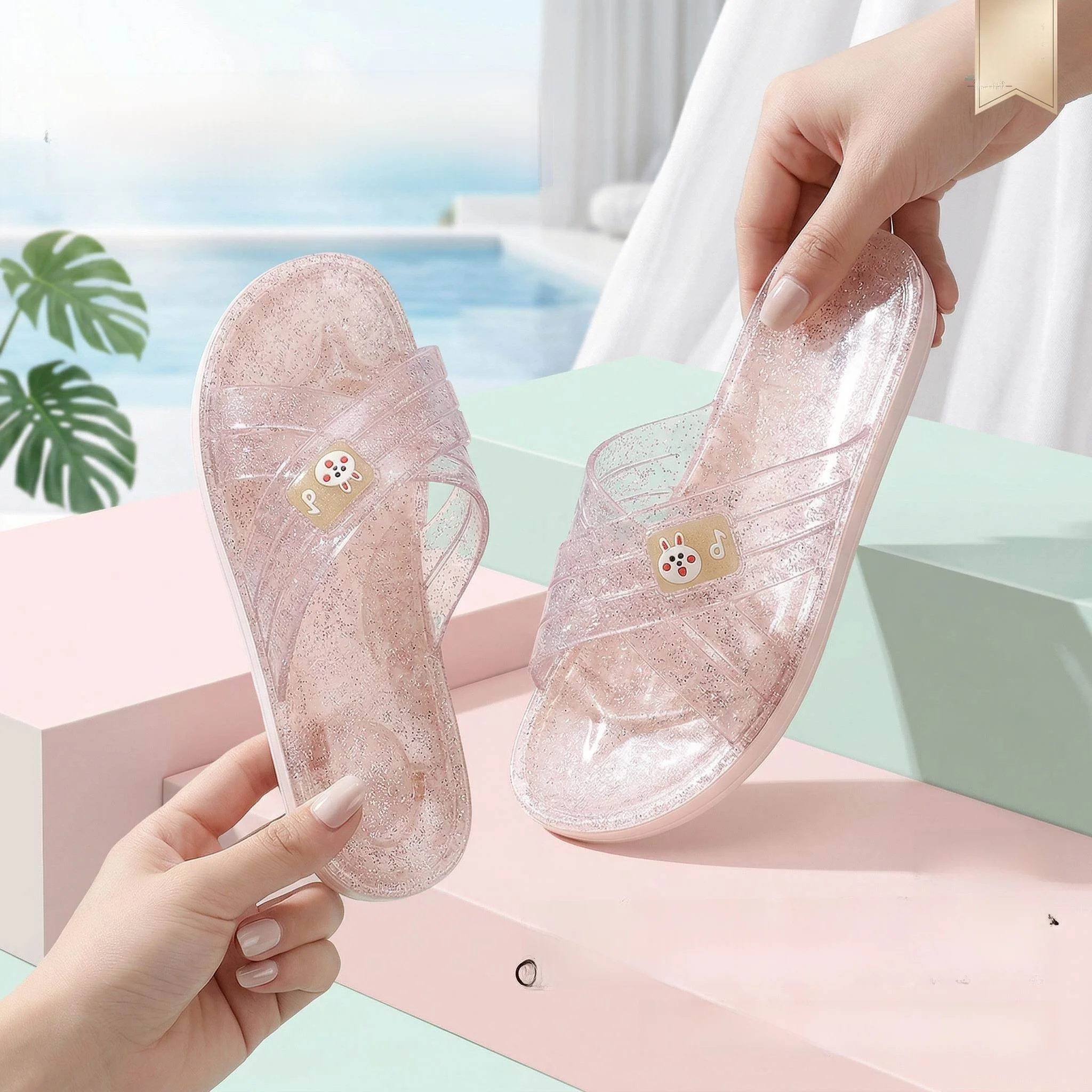 Women's Crystal Shiny Plastic Anti-Slip Odor-Resistant Summer Indoor Outdoor Fashionable Sandals Slippers Home Slippers
Women's Crystal Shiny Plastic Anti-Slip Odor-Resistant Summer Indoor Outdoor Fashionable Sandals Slippers Home Slippers