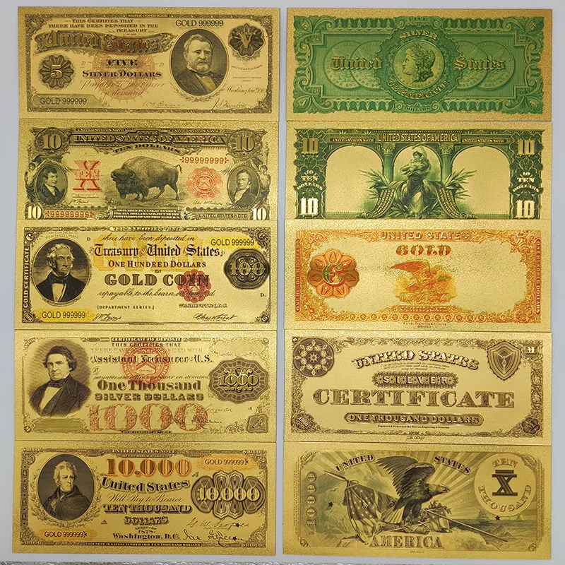 5pcs 1922 Year America Gold Foil Banknote 5 10 100 1000 10000 Dollar Coleccion Billetes Prop Money Premium Money Supply Gift
5pcs 1922 Year America Gold Foil Banknote 5 10 100 1000 10000 Dollar Coleccion Billetes Prop Money Premium Money Supply Gift