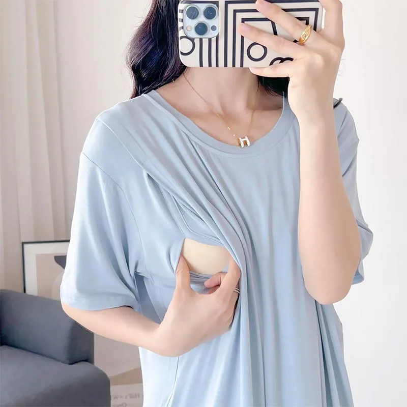 Summer Maternity Dress Modal Breastfeeding Nightgowns Nursing Sleepwear Fashion Loose Fitting Breast Feeding Pajamas
Summer Maternity Dress Modal Breastfeeding Nightgowns Nursing Sleepwear Fashion Loose Fitting Breast Feeding Pajamas