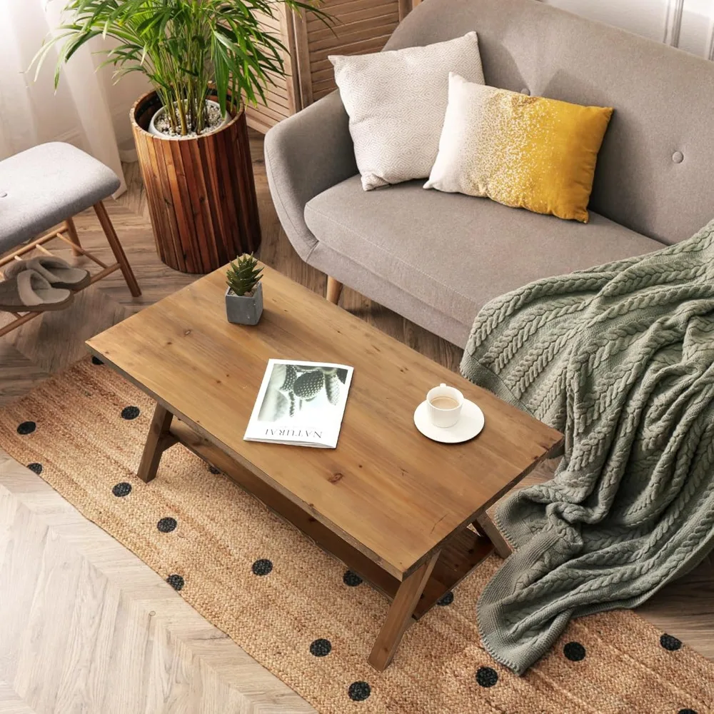Solid Wood Coffee Table - 42.5” Firwood Farmhouse Rustic Wooden Coffee Tables, Solid Firwood, Customized
Solid Wood Coffee Table - 42.5” Firwood Farmhouse Rustic Wooden Coffee Tables, Solid Firwood, Customized