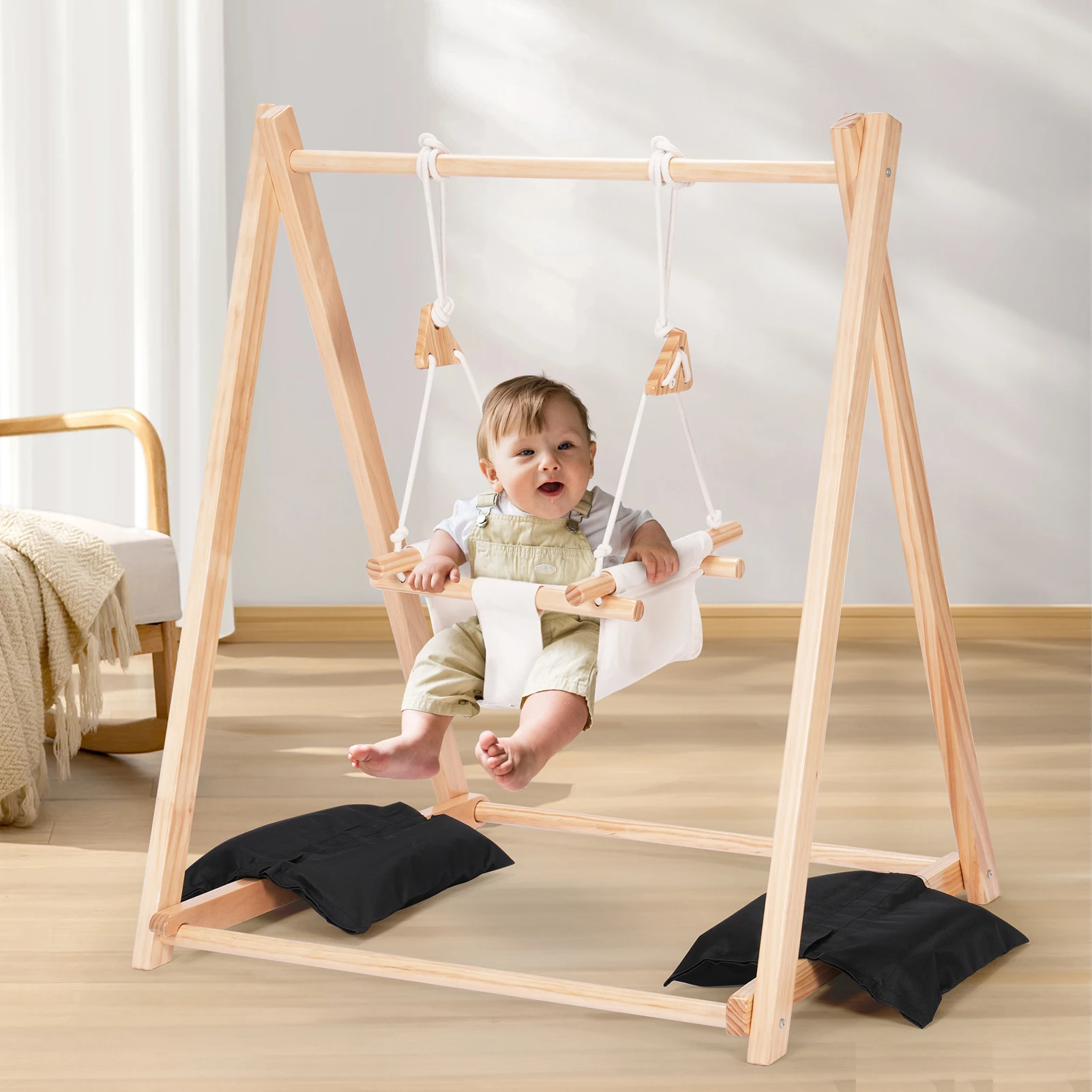 Stylish Wooden Swing Set with Canvas Seat - Foldable Garden Swing, Durable Pine Frame, Quick-Fold Design for Easy Storage, Perf
Stylish Wooden Swing Set with Canvas Seat - Foldable Garden Swing, Durable Pine Frame, Quick-Fold Design for Easy Storage, Perf