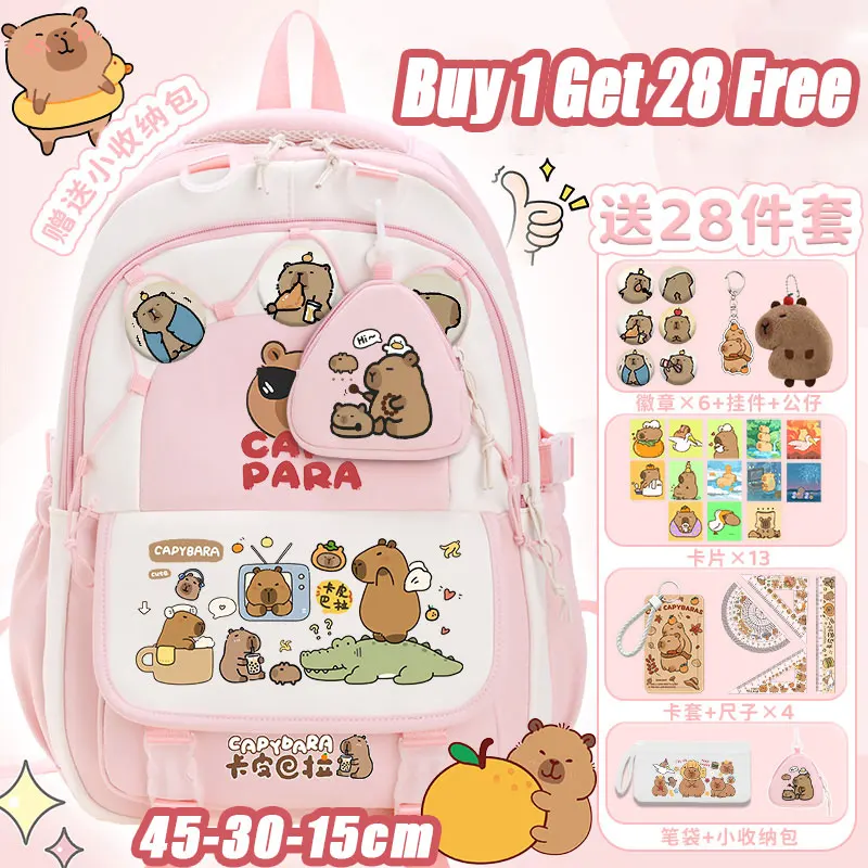 Рюкзак Kapibala, рюкзак Sanrio с героями мультфильмов, сумка из нейлонового материала, легкий школьный рюкзак большой вместимости с защитой от гребня
Рюкзак Kapibala, рюкзак Sanrio с героями мультфильмов, сумка из нейлонового материала, легкий школьный рюкзак большой вместимости с защитой от гребня