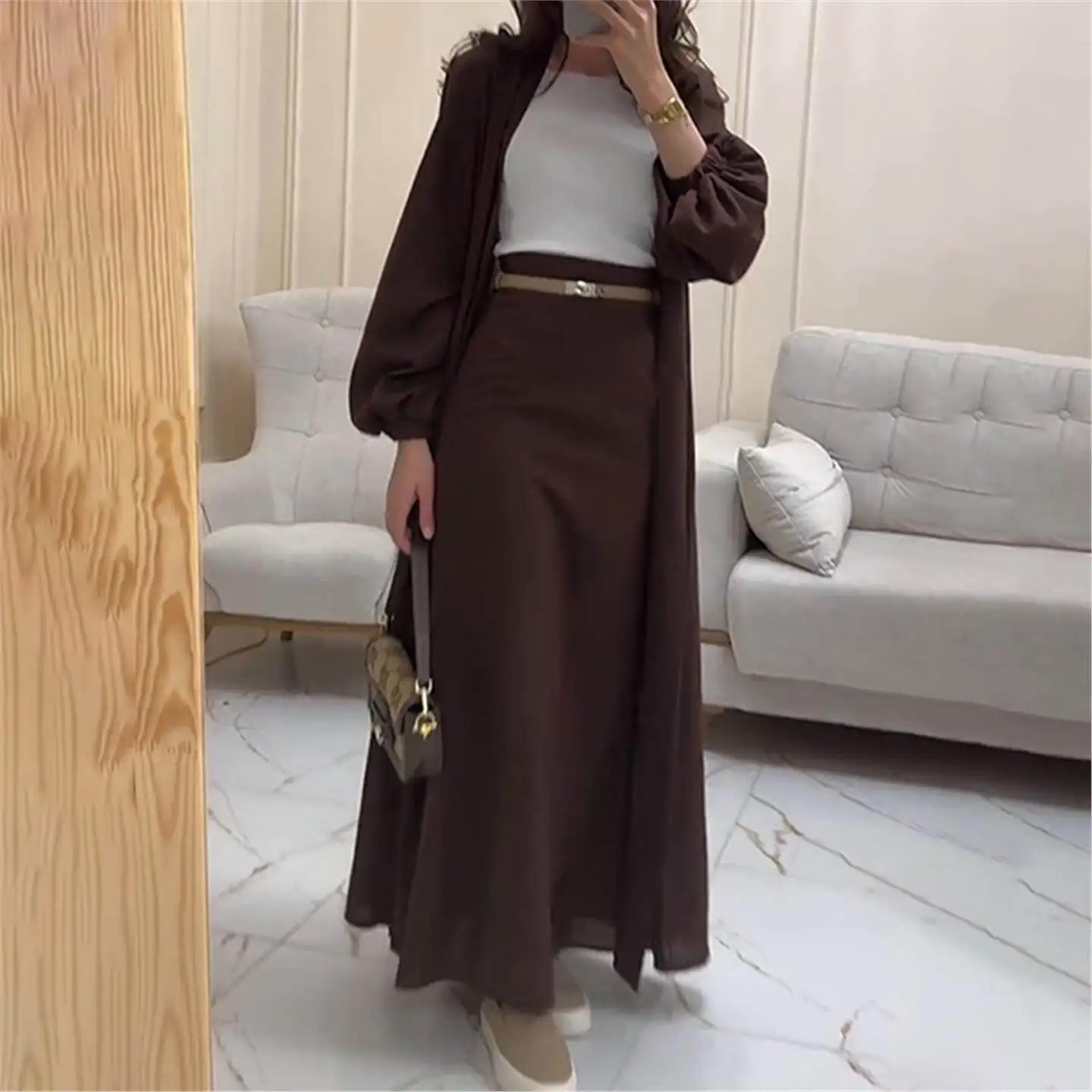 Spring 2025 Fashionable Casual Long V-Neck Coat Elegant Midi Skirt Two-Piece Set Women's High Waist PVC Composite Fabric
Spring 2025 Fashionable Casual Long V-Neck Coat Elegant Midi Skirt Two-Piece Set Women's High Waist PVC Composite Fabric