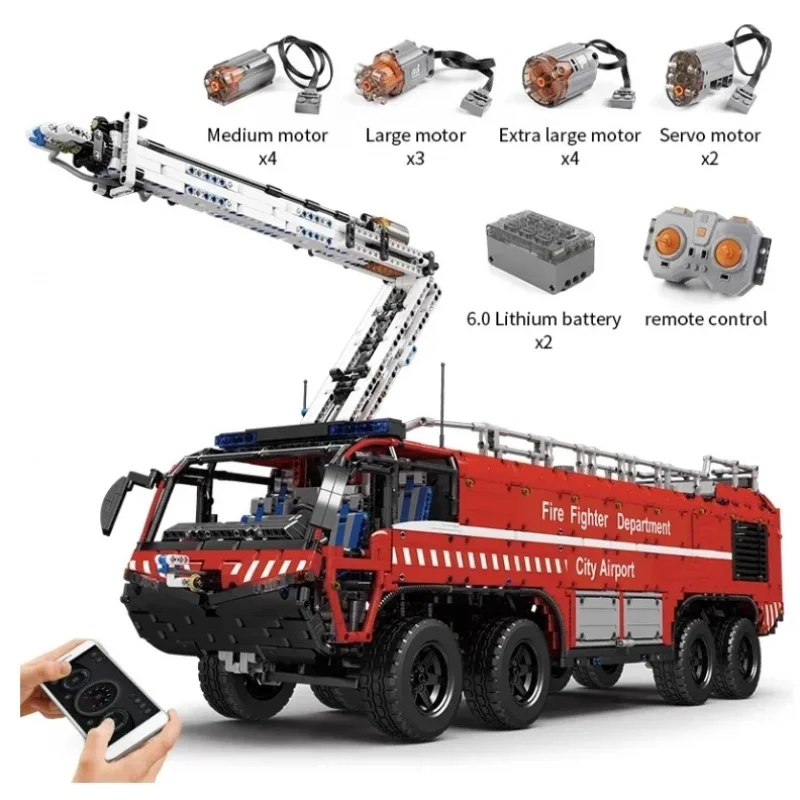 MOULD KING 19004S High-Tech Toys The MOC-4446 RC Motorized Airport Crash Tender Model Building Blocks Bricks Kids Christmas Gift
MOULD KING 19004S High-Tech Toys The MOC-4446 RC Motorized Airport Crash Tender Model Building Blocks Bricks Kids Christmas Gift