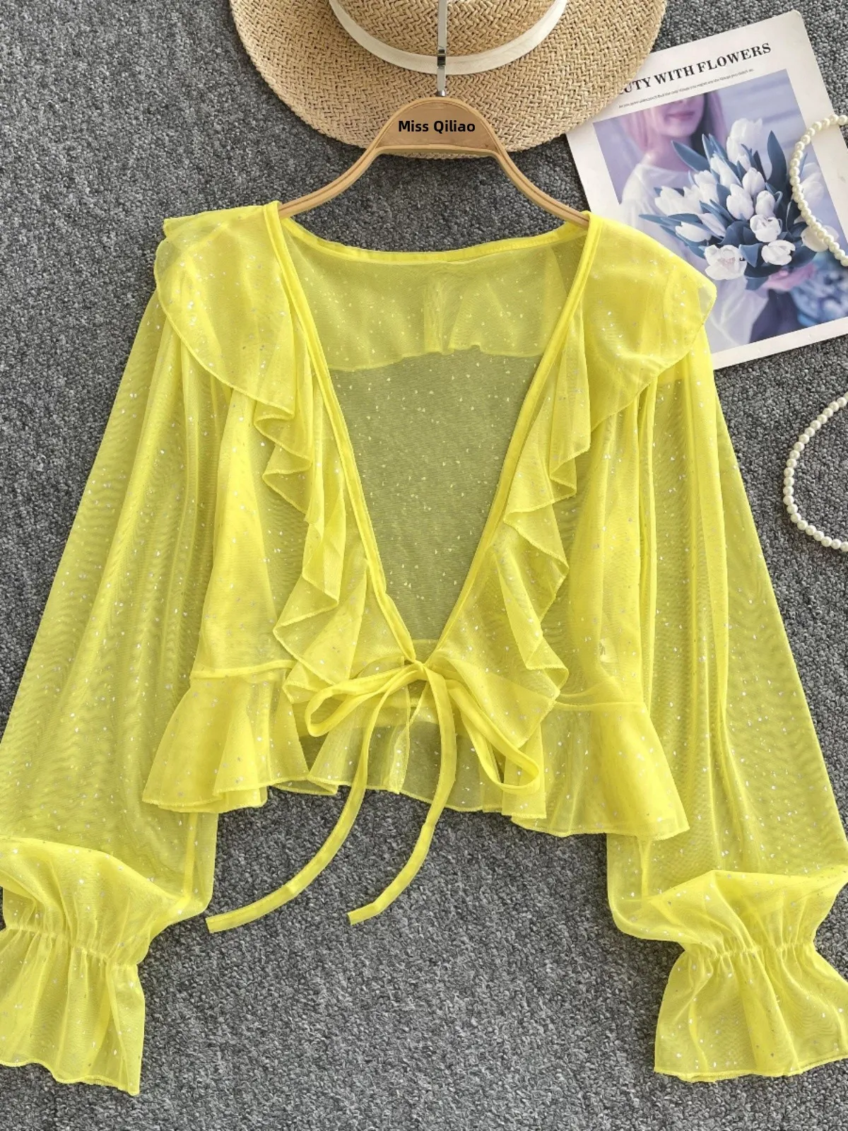 Long Sve Chiffon Blouse Women's Early Spring Versatile Anti-Aging Belted Flounce Sve iny Me Sun Protection irt
Long Sve Chiffon Blouse Women's Early Spring Versatile Anti-Aging Belted Flounce Sve iny Me Sun Protection irt