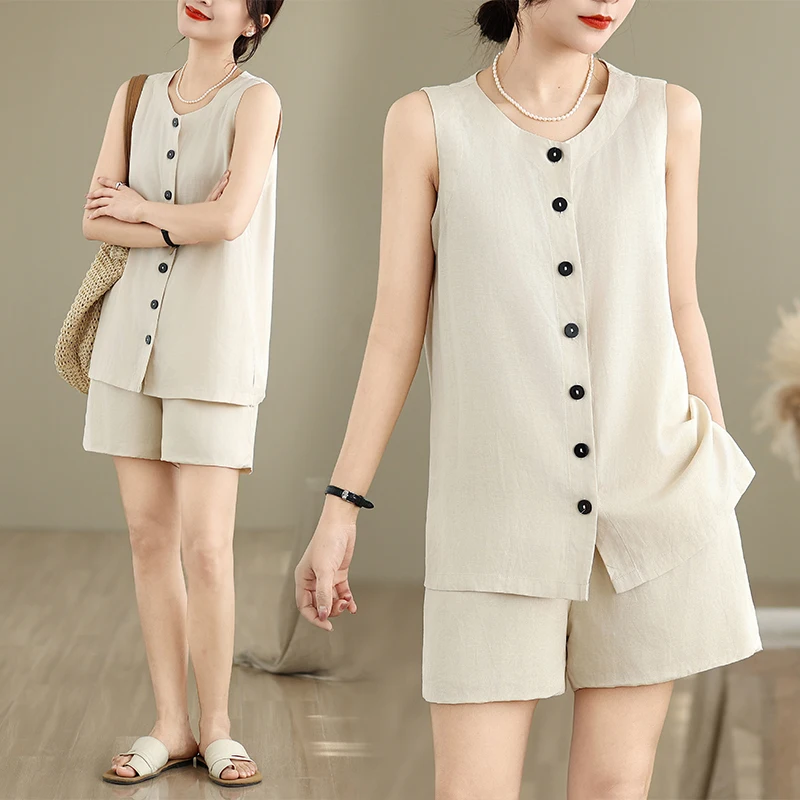 Cotton and linen high-end set casual sports vest shorts summer fashion linen loose lazy and relaxed comfort two-piece set
Cotton and linen high-end set casual sports vest shorts summer fashion linen loose lazy and relaxed comfort two-piece set