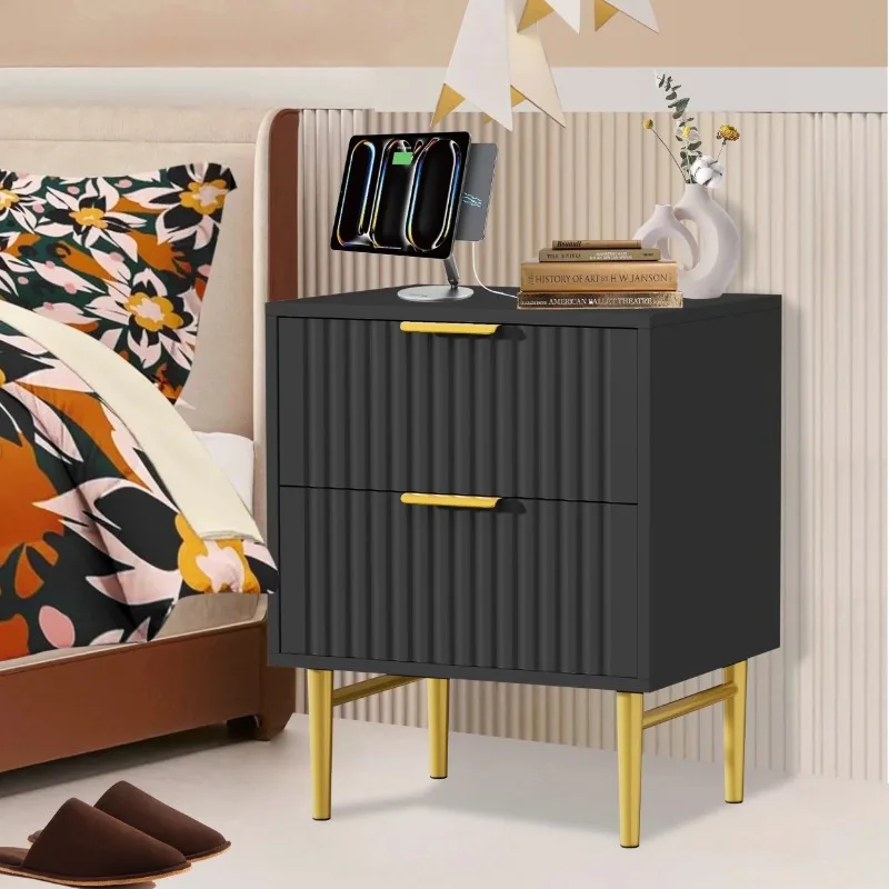 Modern 2-Drawer Nightstand with Charging Station,Wood Bedside Table for Adult,23.5"H
Modern 2-Drawer Nightstand with Charging Station,Wood Bedside Table for Adult,23.5"H