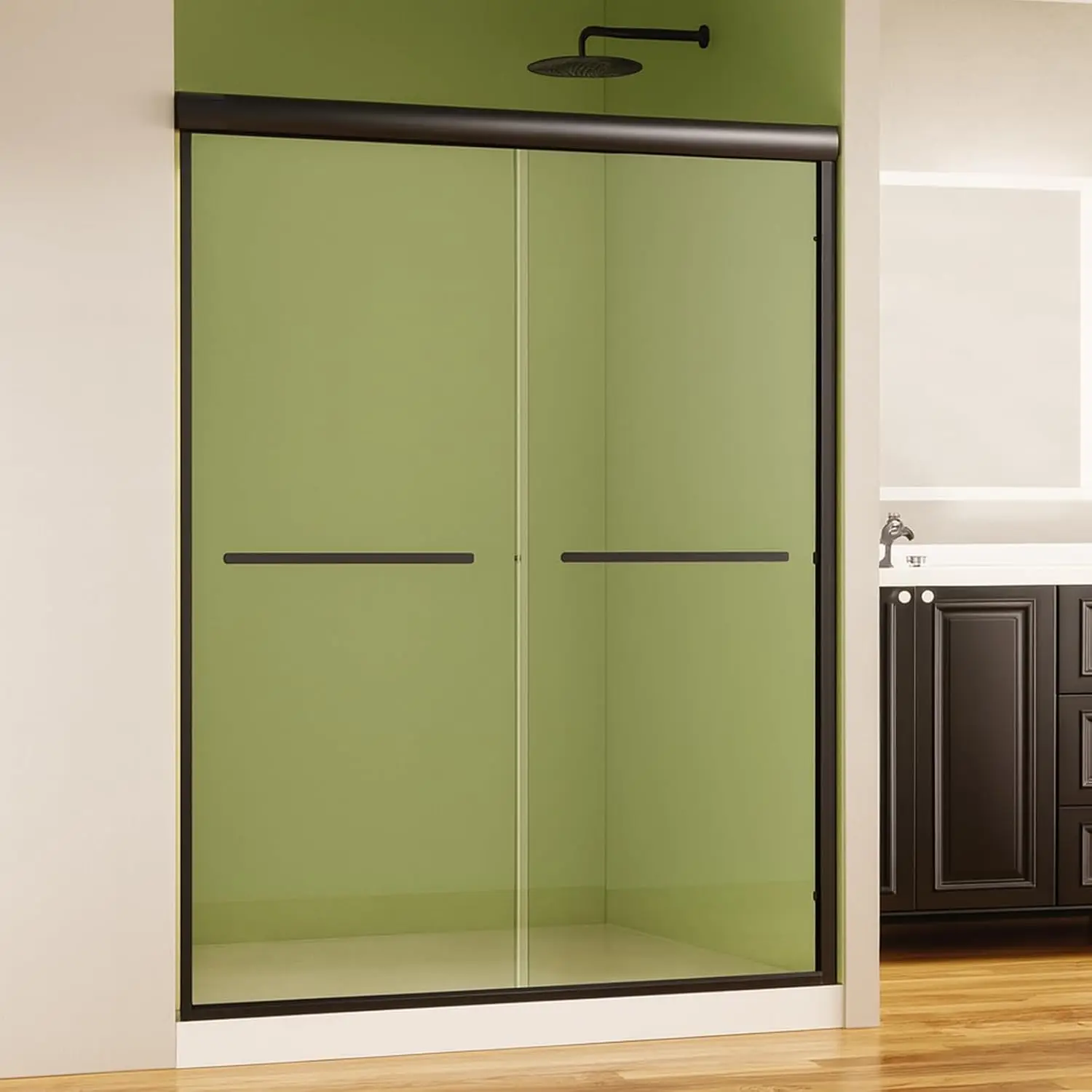 Shower Door, 50–54 in W x 72 in H Sliding Glass Shower Door, Matte Black Aluminum Frame, 1/4 in (6mm) High-Strength Tempered Gla
Shower Door, 50–54 in W x 72 in H Sliding Glass Shower Door, Matte Black Aluminum Frame, 1/4 in (6mm) High-Strength Tempered Gla