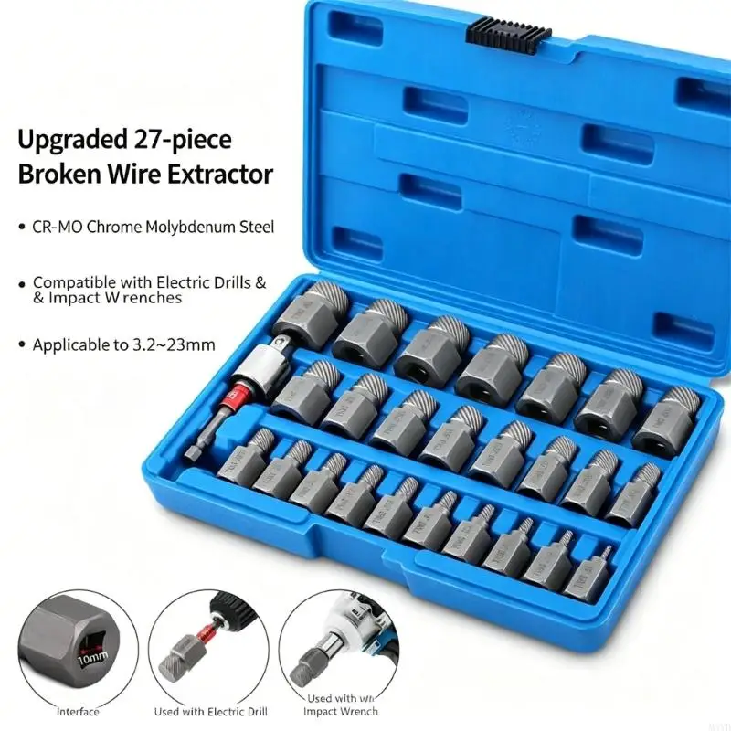 Multipurpose 27Pcs Broken Screw Removal Tool Nonslip Thread Design Suitable For Mechanics And Handymen DIY Repairs M4YD
Multipurpose 27Pcs Broken Screw Removal Tool Nonslip Thread Design Suitable For Mechanics And Handymen DIY Repairs M4YD
