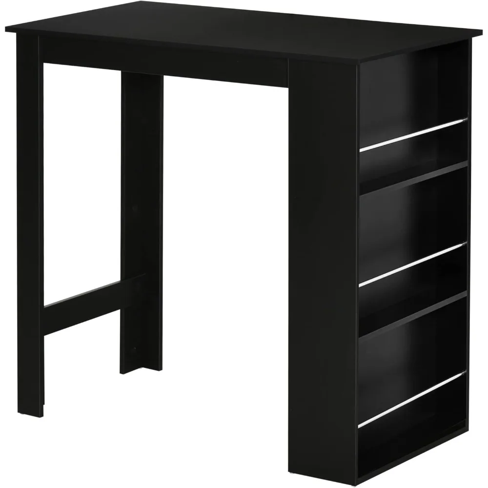 Modern Bar Table Counter Height Dining Table with 3 Storage Shelves for Kitchen, Dining Room, Living Room, Black
Modern Bar Table Counter Height Dining Table with 3 Storage Shelves for Kitchen, Dining Room, Living Room, Black